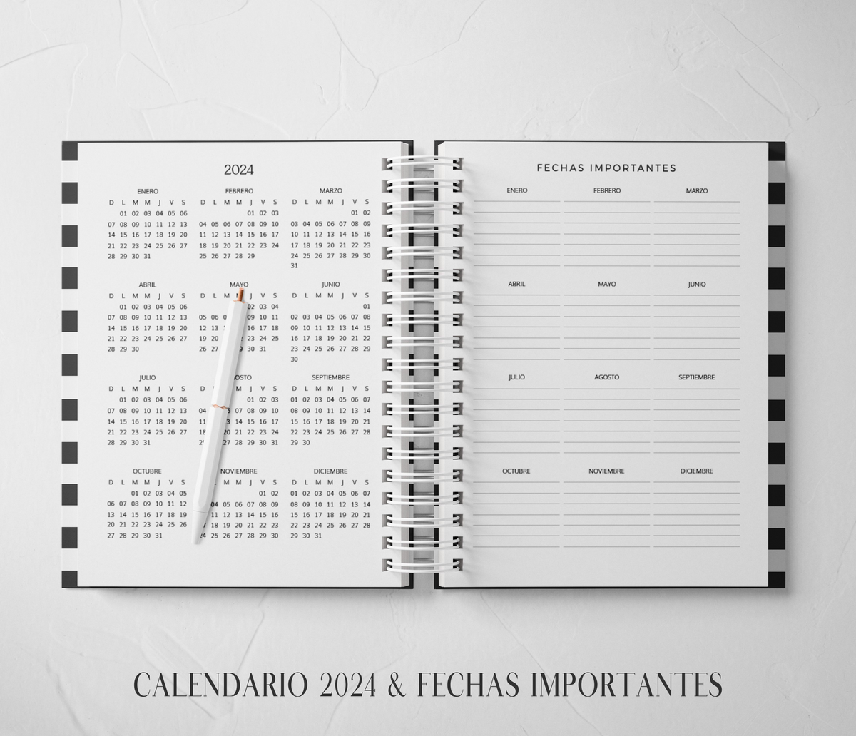 Thepennybug Planner 2024 - Black & White