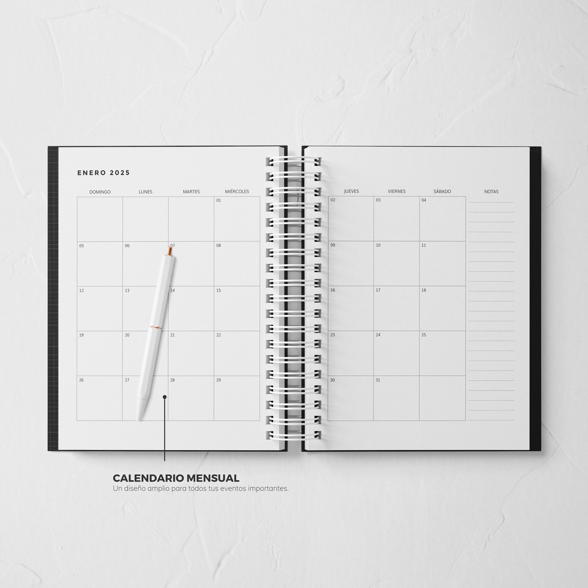 Thepennybug Daily Planner 2025 - Chic Noir