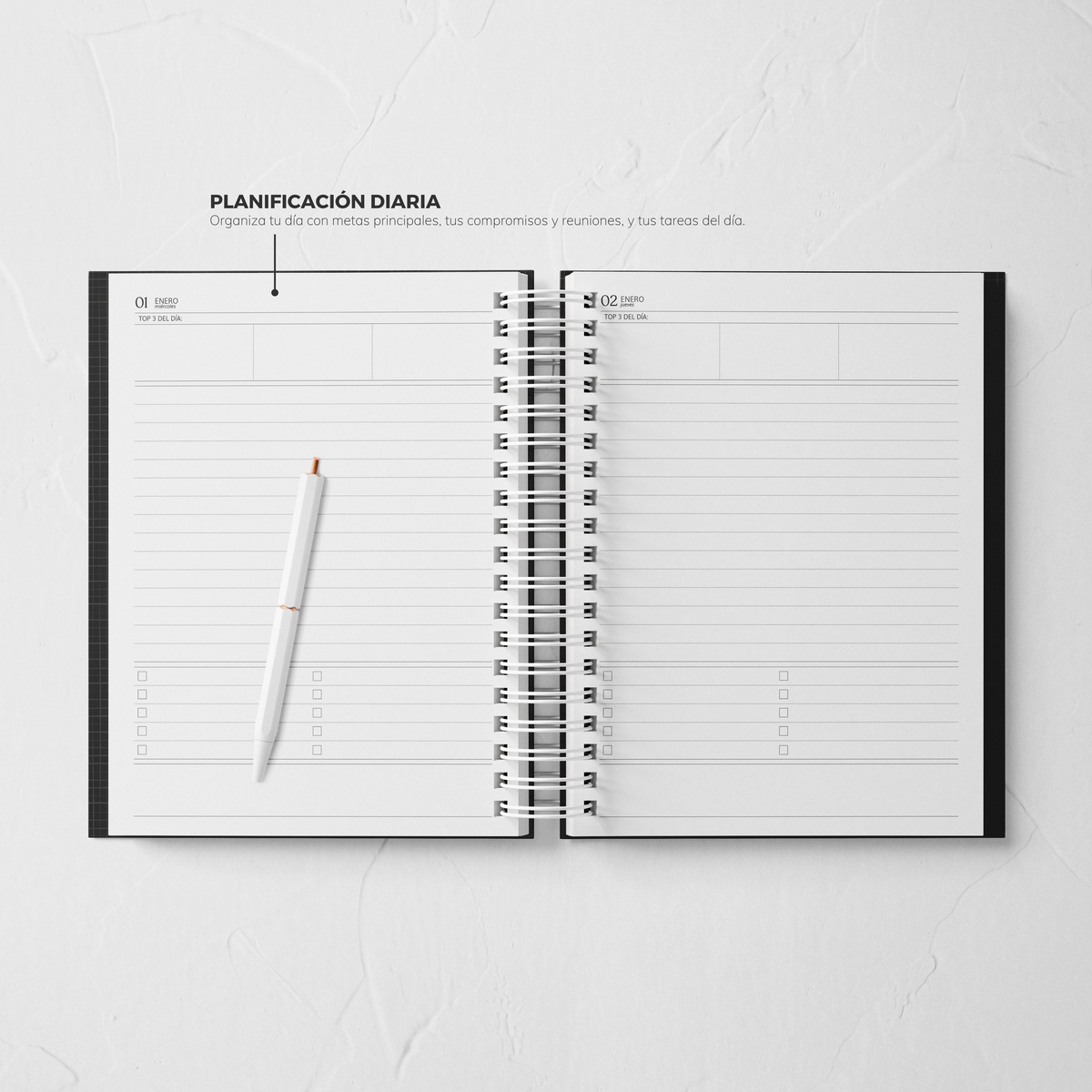 Thepennybug Daily Planner 2025 - Chic Noir